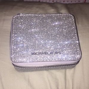 Michael Kors silver travel jewelry case new NWOT